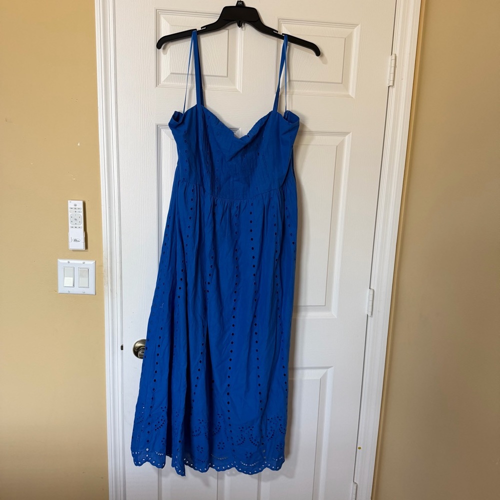 Layered with Love Cobalt Poppy Cotton Eyelet Embroidered Sleeveless Dress 2X - Picture 2 of 8